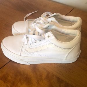 Kids size 13.5 white vans worn once.